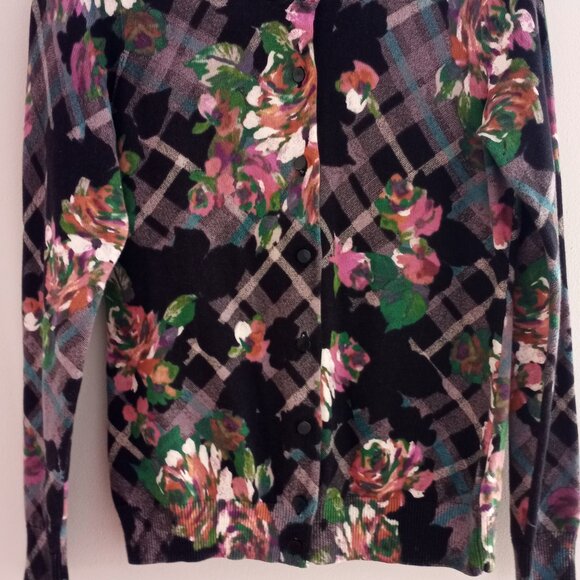 'TALBOTS' Petite Cardigan Size 0-2 P Plaid & Floral NWOT - Picture 3 of 14